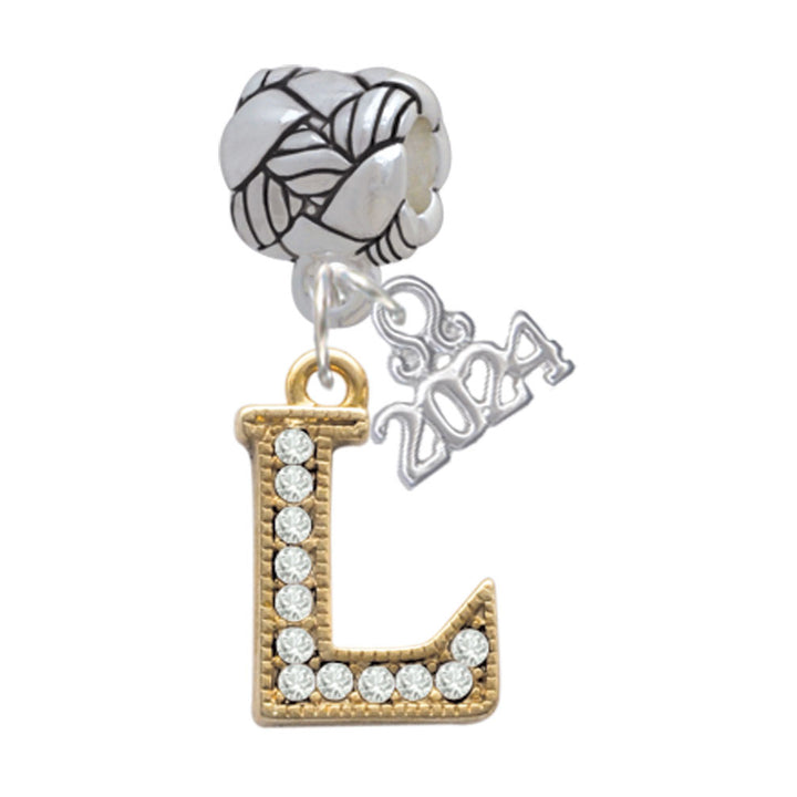 Delight Jewelry Goldtone Crystal Initial - Woven Rope Charm Bead Dangle with Year 2024 Image 12