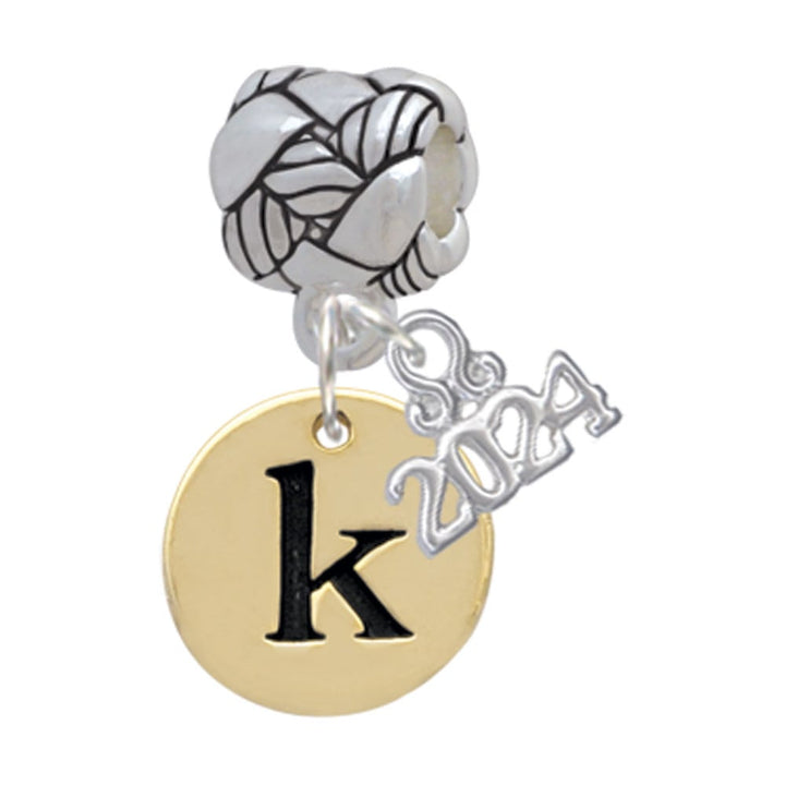 Delight Jewelry Goldtone Disc 1/2 Initial - Woven Rope Charm Bead Dangle with Year 2024 Image 1
