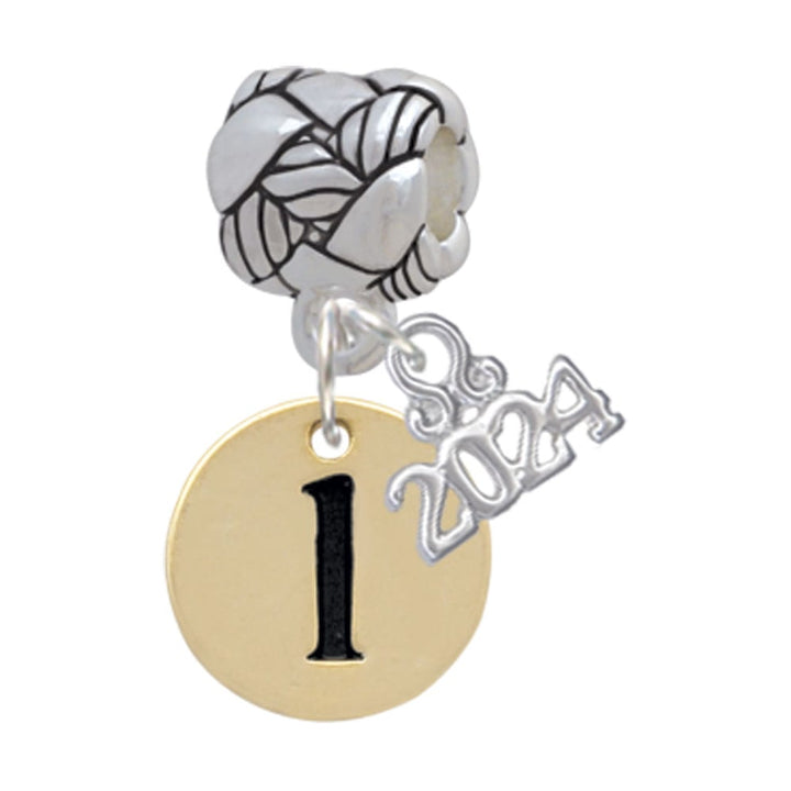 Delight Jewelry Goldtone Disc 1/2 Initial - Woven Rope Charm Bead Dangle with Year 2024 Image 1