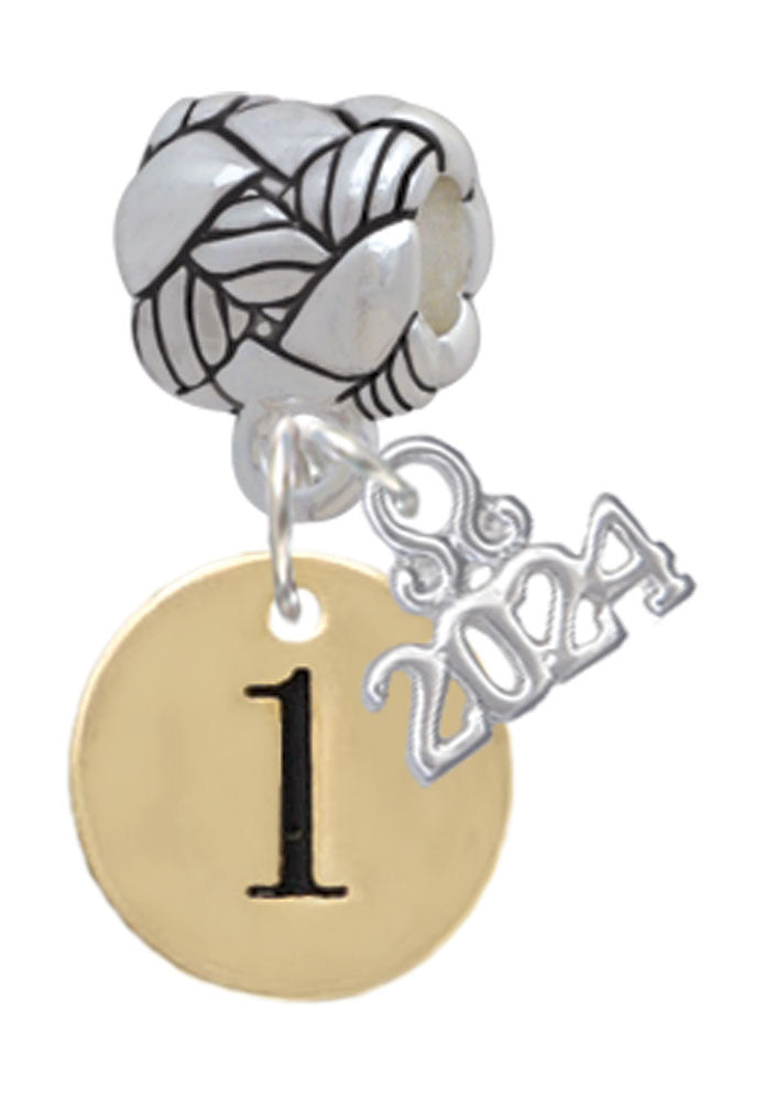 Delight Jewelry Goldtone Disc 1/2 Number - Woven Rope Charm Bead Dangle with Year 2024 Image 2