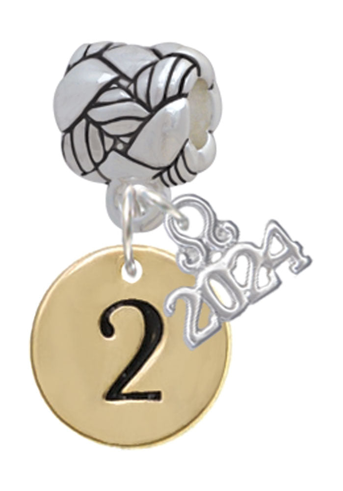 Delight Jewelry Goldtone Disc 1/2 Number - Woven Rope Charm Bead Dangle with Year 2024 Image 3