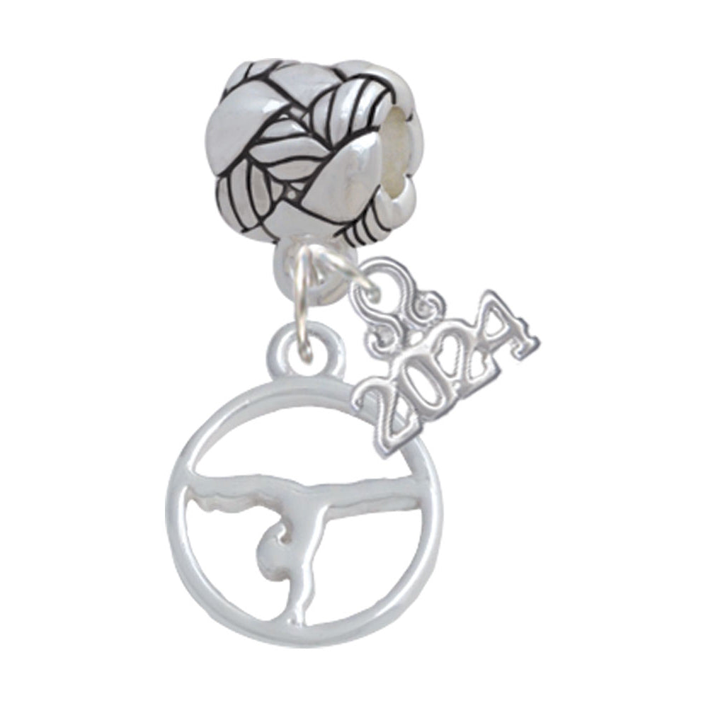 Delight Jewelry Gymnast Silhouette Disc - Woven Rope Charm Bead Dangle with Year 2024 Image 1