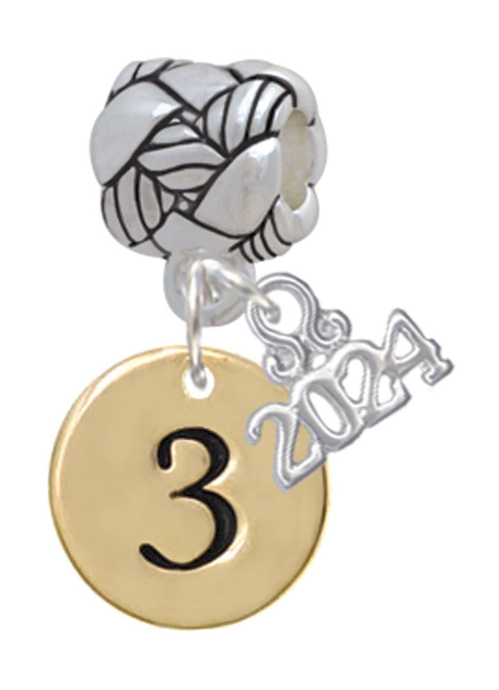 Delight Jewelry Goldtone Disc 1/2 Number - Woven Rope Charm Bead Dangle with Year 2024 Image 4