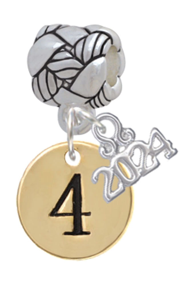 Delight Jewelry Goldtone Disc 1/2 Number - Woven Rope Charm Bead Dangle with Year 2024 Image 4