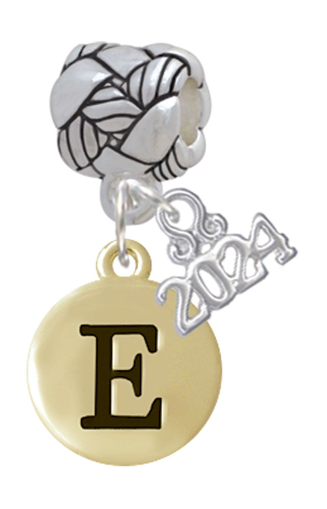 Delight Jewelry Goldtone Capital Letter - Pebble Disc - Woven Rope Charm Bead Dangle with Year 2024 Image 4