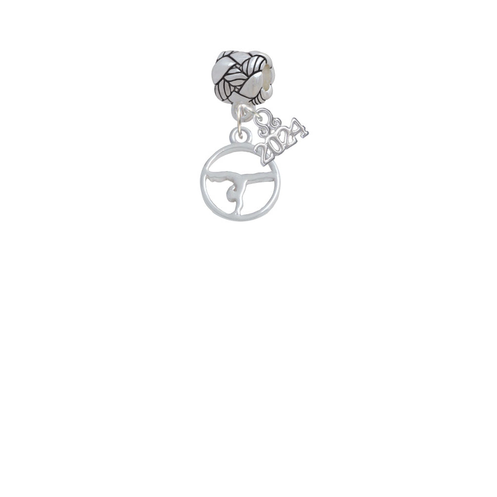Delight Jewelry Gymnast Silhouette Disc - Woven Rope Charm Bead Dangle with Year 2024 Image 2