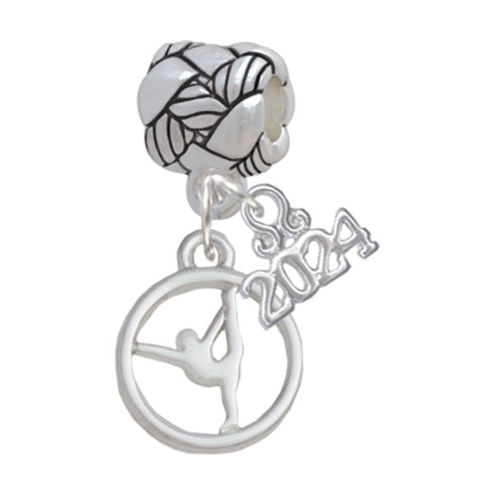 Delight Jewelry Gymnast Silhouette Disc - Woven Rope Charm Bead Dangle with Year 2024 Image 1