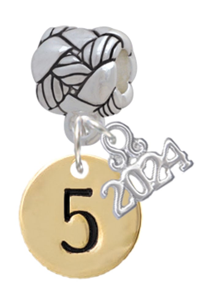 Delight Jewelry Goldtone Disc 1/2 Number - Woven Rope Charm Bead Dangle with Year 2024 Image 1