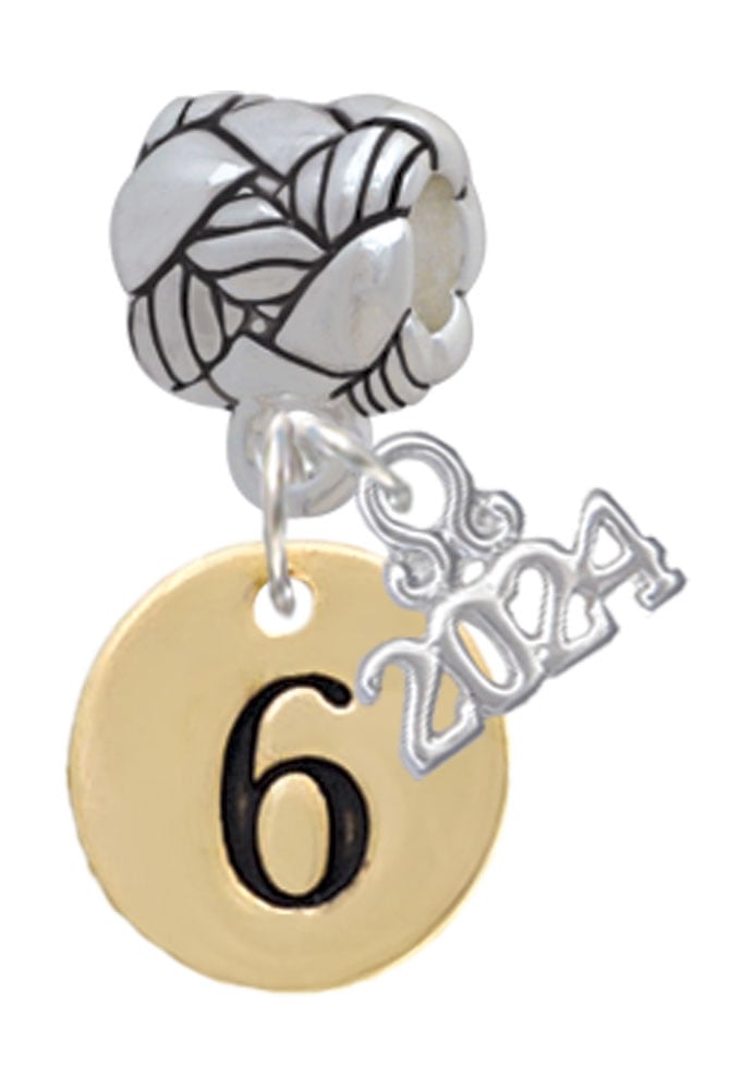 Delight Jewelry Goldtone Disc 1/2 Number - Woven Rope Charm Bead Dangle with Year 2024 Image 1