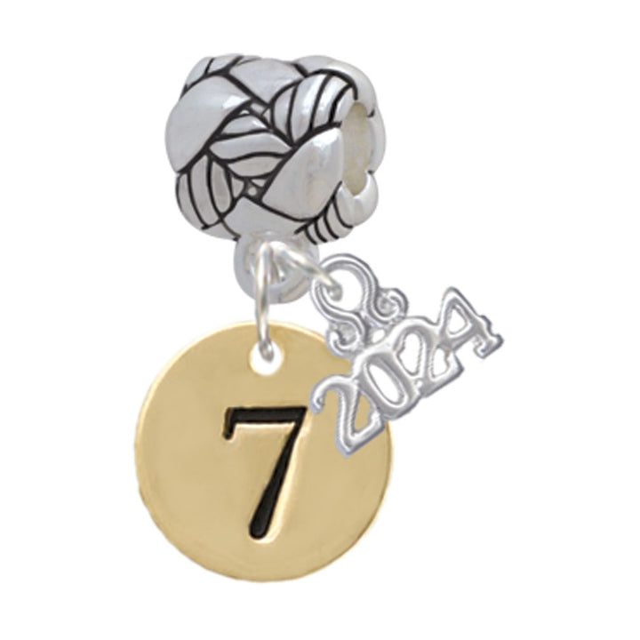 Delight Jewelry Goldtone Disc 1/2 Number - Woven Rope Charm Bead Dangle with Year 2024 Image 8
