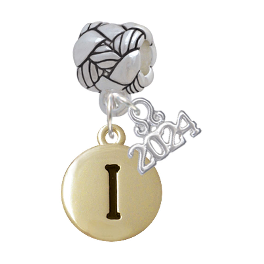 Delight Jewelry Goldtone Capital Letter - Pebble Disc - Woven Rope Charm Bead Dangle with Year 2024 Image 9