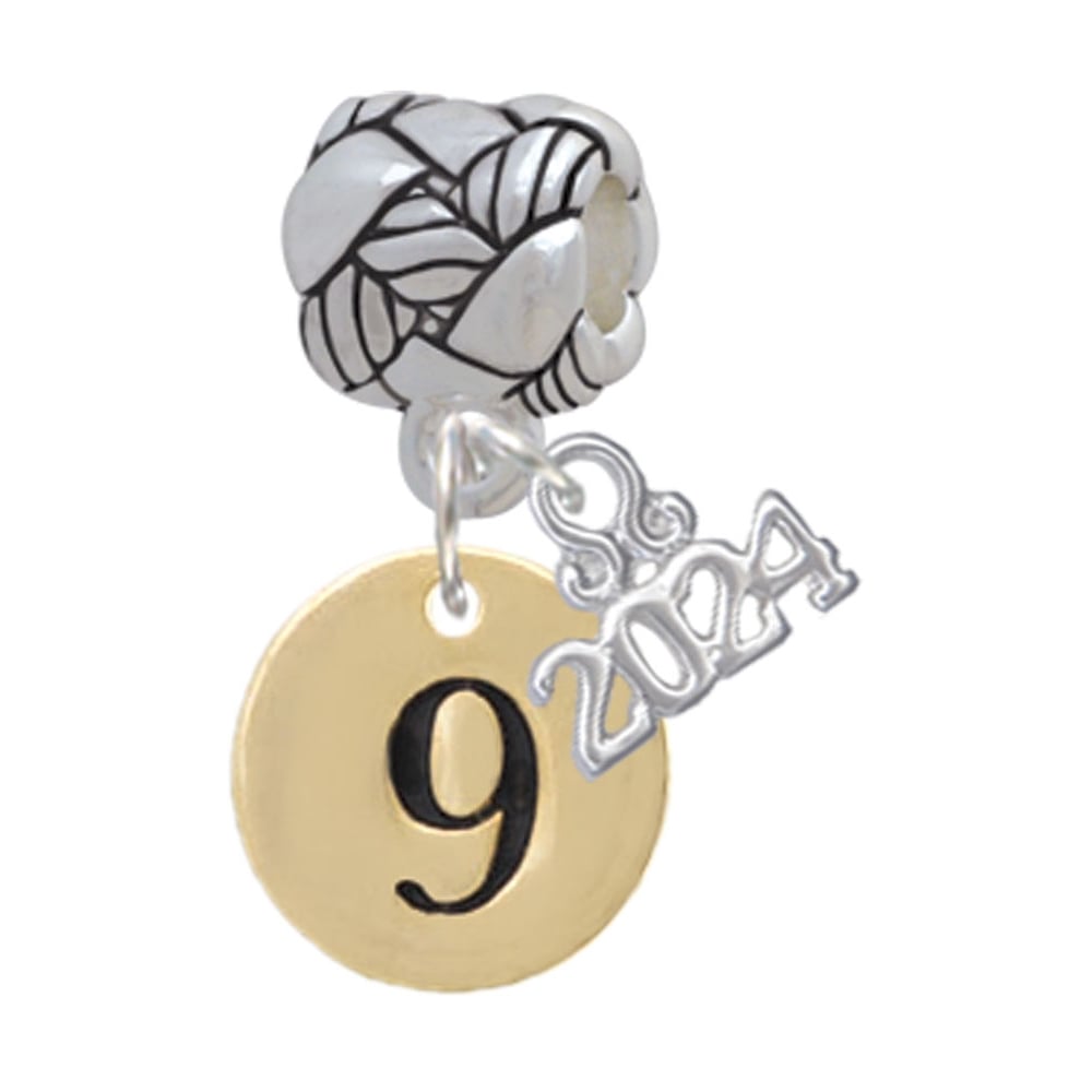 Delight Jewelry Goldtone Disc 1/2 Number - Woven Rope Charm Bead Dangle with Year 2024 Image 1