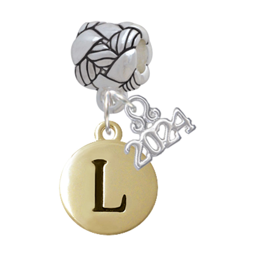 Delight Jewelry Goldtone Capital Letter - Pebble Disc - Woven Rope Charm Bead Dangle with Year 2024 Image 12