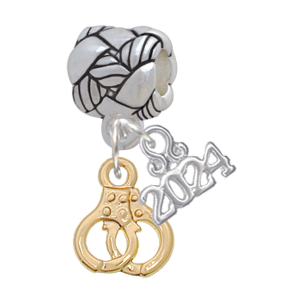 Delight Jewelry Plated Mini Handcuffs Woven Rope Charm Bead Dangle with Year 2024 Image 1