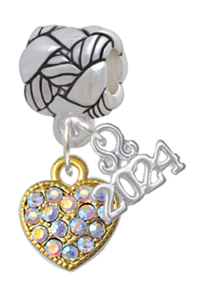 Delight Jewelry Clear AB Crystal Heart Woven Rope Charm Bead Dangle with Year 2024 Image 1