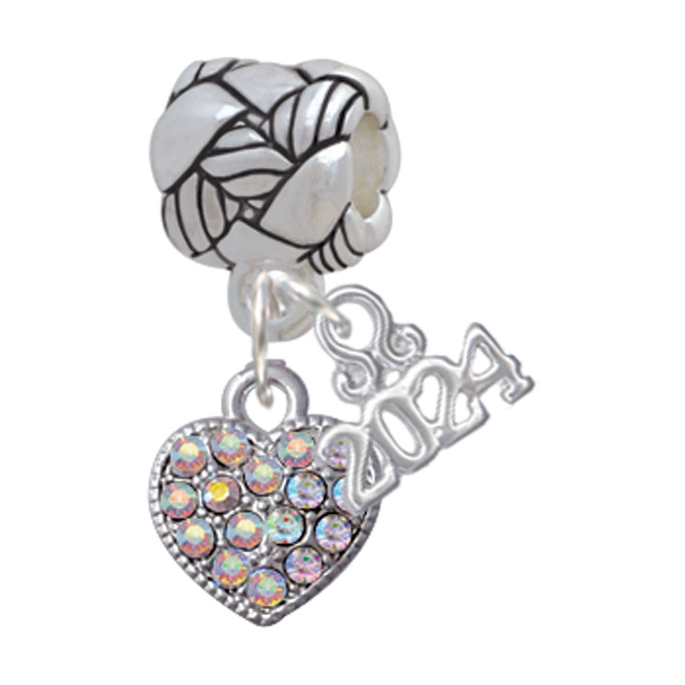Delight Jewelry Clear AB Crystal Heart Woven Rope Charm Bead Dangle with Year 2024 Image 4