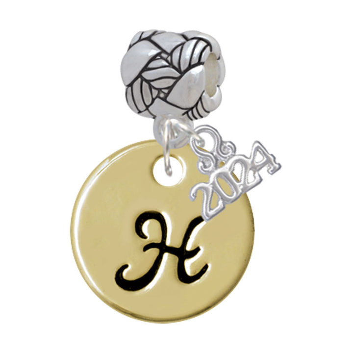 Delight Jewelry Goldtone Large Disc Letter - Woven Rope Charm Bead Dangle with Year 2024 Image 8