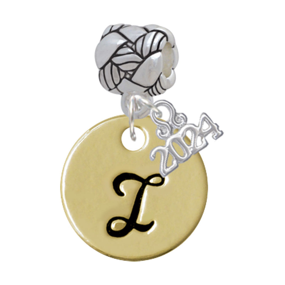 Delight Jewelry Goldtone Large Disc Letter - Woven Rope Charm Bead Dangle with Year 2024 Image 9