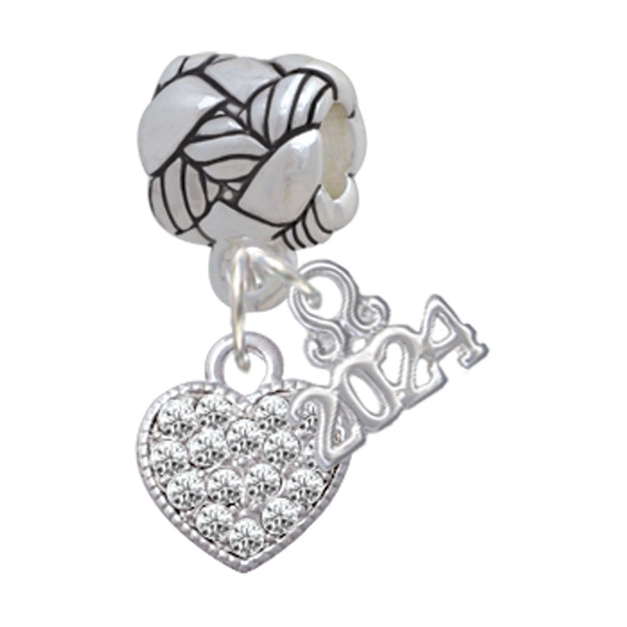 Delight Jewelry Clear Crystal Heart Woven Rope Charm Bead Dangle with Year 2024 Image 1