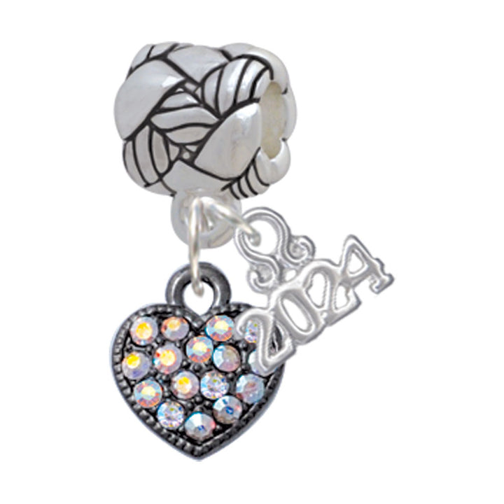 Delight Jewelry Clear AB Crystal Heart Woven Rope Charm Bead Dangle with Year 2024 Image 6