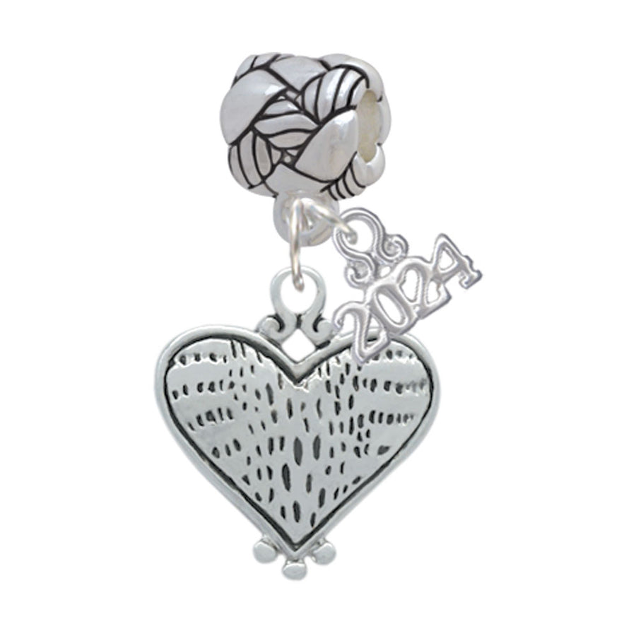 Delight Jewelry Plated Alligator Print Heart Woven Rope Charm Bead Dangle with Year 2024 Image 1