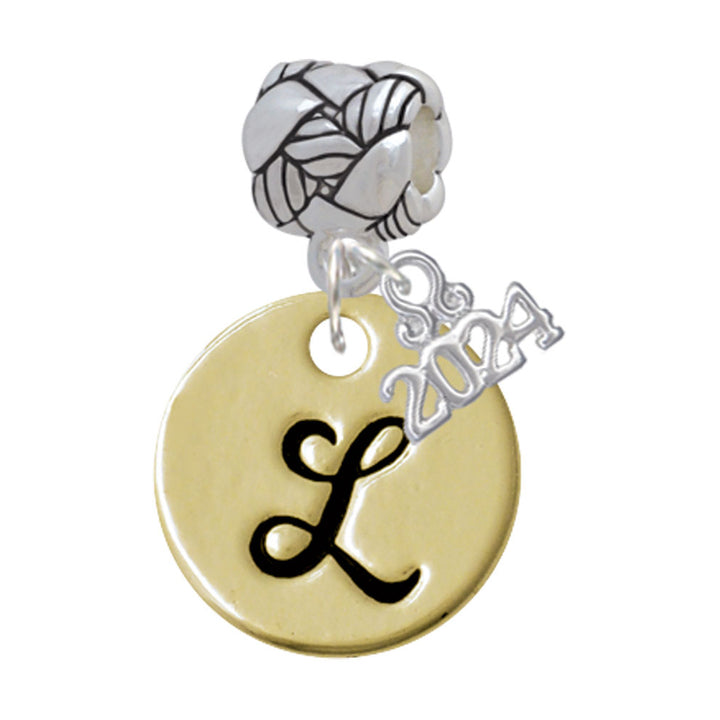 Delight Jewelry Goldtone Large Disc Letter - Woven Rope Charm Bead Dangle with Year 2024 Image 12
