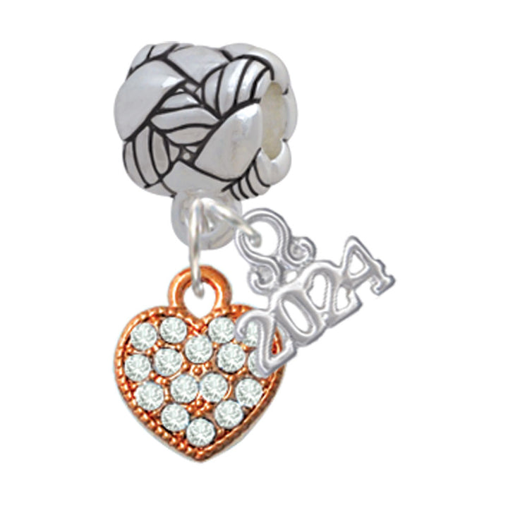 Delight Jewelry Clear Crystal Heart Woven Rope Charm Bead Dangle with Year 2024 Image 6