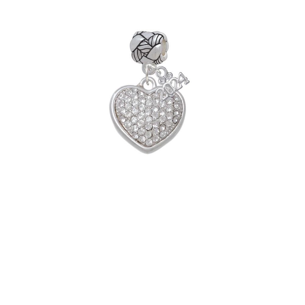 Delight Jewelry Silvertone Large Rounded Oktant Crystal Heart Woven Rope Charm Bead Dangle with Year 2024 Image 2