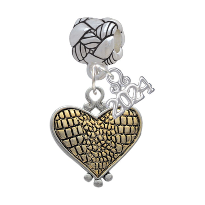 Delight Jewelry Plated Alligator Print Heart Woven Rope Charm Bead Dangle with Year 2024 Image 4