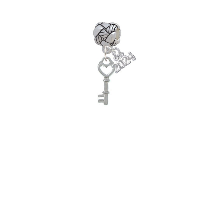 Delight Jewelry Plated Open Heart Key Woven Rope Charm Bead Dangle with Year 2024 Image 2