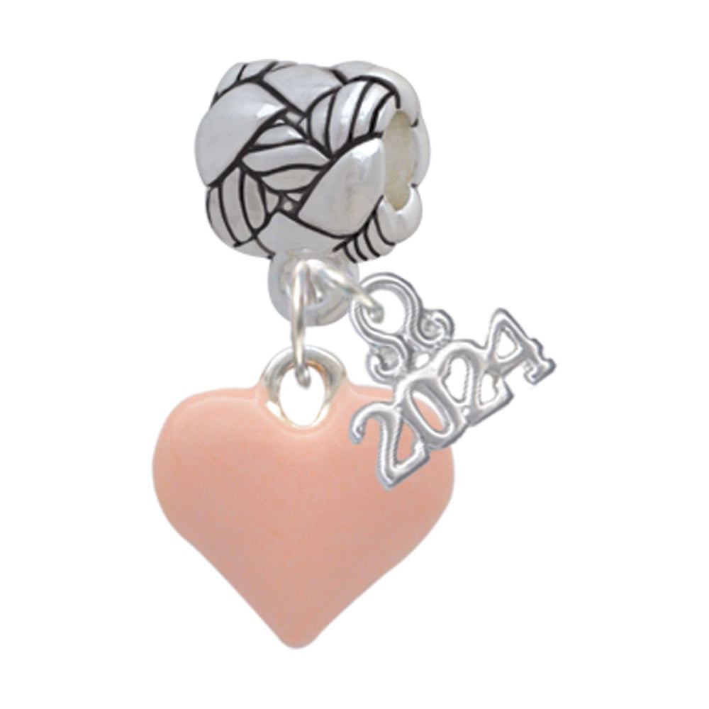 Delight Jewelry Silvertone 3-D Enamel Puffy Heart Woven Rope Charm Bead Dangle with Year 2024 Image 4