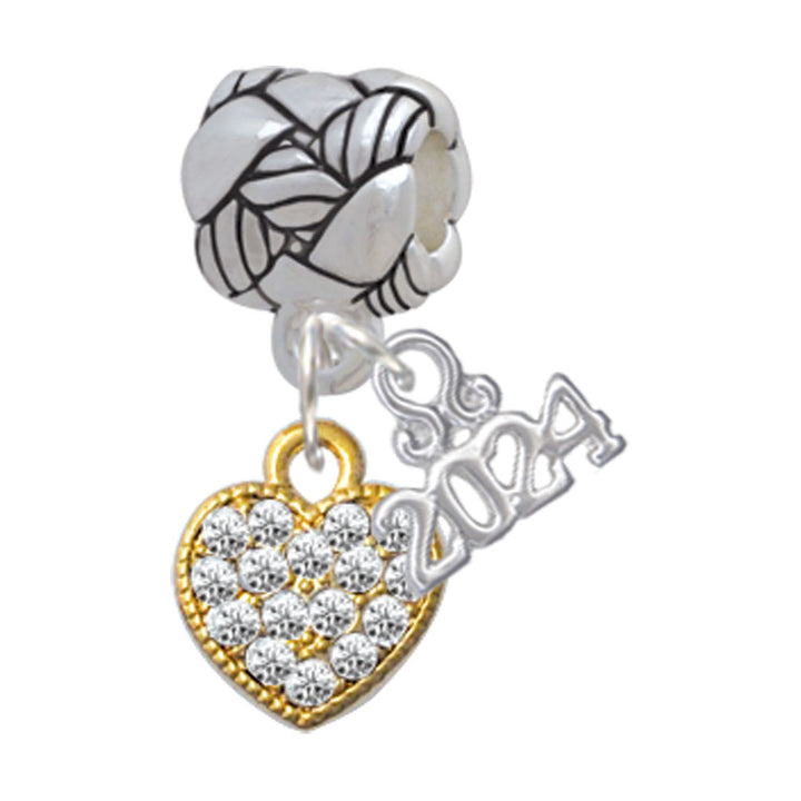 Delight Jewelry Clear Crystal Heart Woven Rope Charm Bead Dangle with Year 2024 Image 7