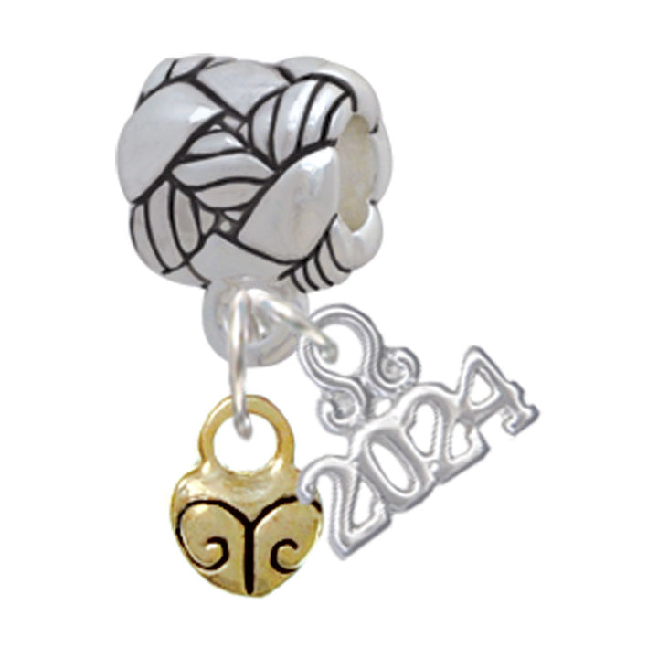 Delight Jewelry Plated Mini Scroll Heart Woven Rope Charm Bead Dangle with Year 2024 Image 1