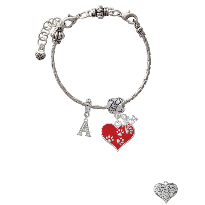 Delight Jewelry Silvertone Enamel Heart with Paw Prints Woven Rope Charm Bead Dangle with Year 2024 Image 3