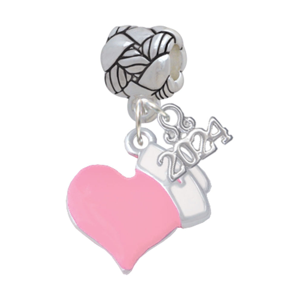 Delight Jewelry Silvertone Enamel Heart with Nurse Hat Woven Rope Charm Bead Dangle with Year 2024 Image 4