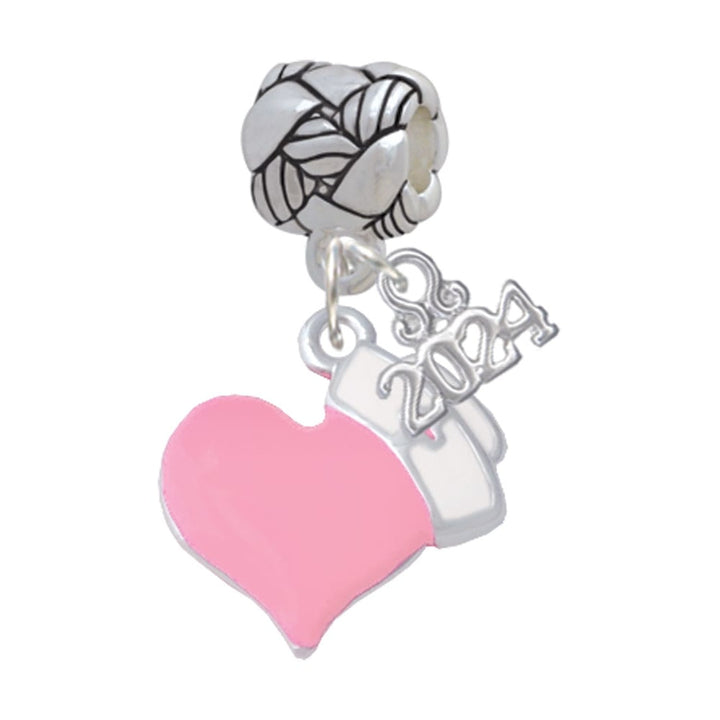 Delight Jewelry Silvertone Enamel Heart with Nurse Hat Woven Rope Charm Bead Dangle with Year 2024 Image 1