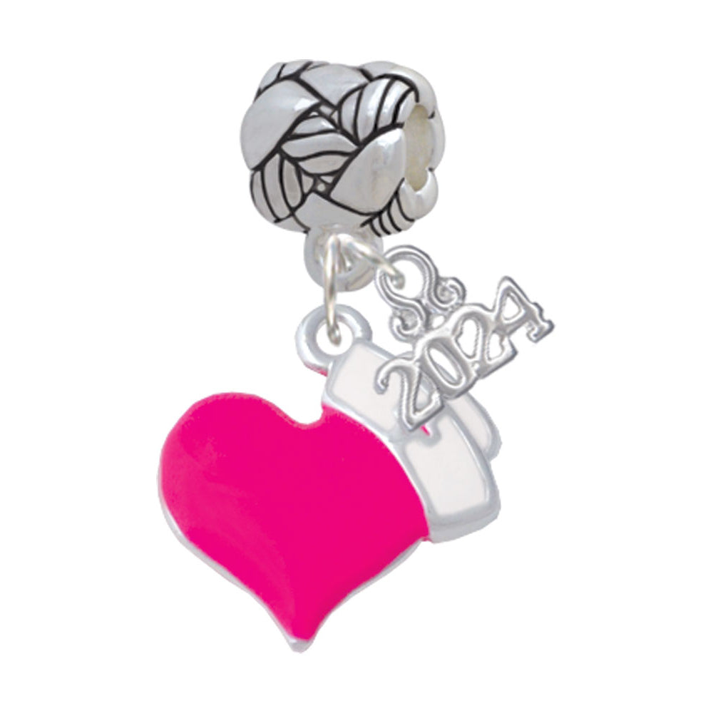 Delight Jewelry Silvertone Enamel Heart with Nurse Hat Woven Rope Charm Bead Dangle with Year 2024 Image 6