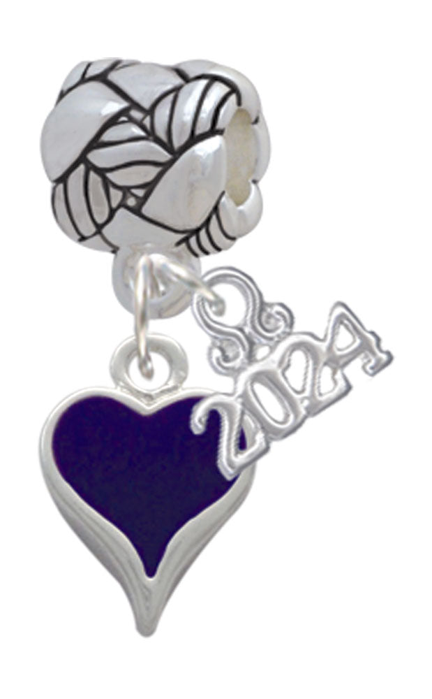 Delight Jewelry Silvertone Small Long Enamel Heart Woven Rope Charm Bead Dangle with Year 2024 Image 1