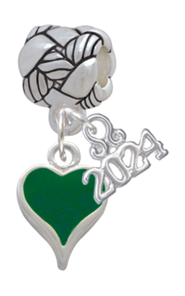 Delight Jewelry Silvertone Small Long Enamel Heart Woven Rope Charm Bead Dangle with Year 2024 Image 2