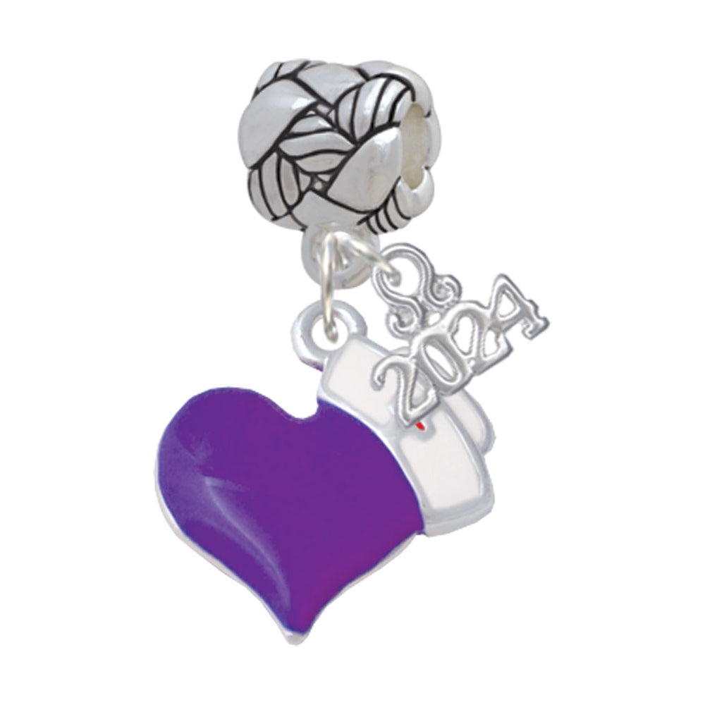 Delight Jewelry Silvertone Enamel Heart with Nurse Hat Woven Rope Charm Bead Dangle with Year 2024 Image 7