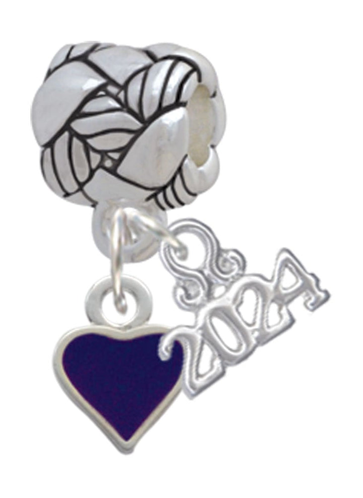 Delight Jewelry Silvertone Mini 2-D Enamel Heart Woven Rope Charm Bead Dangle with Year 2024 Image 1