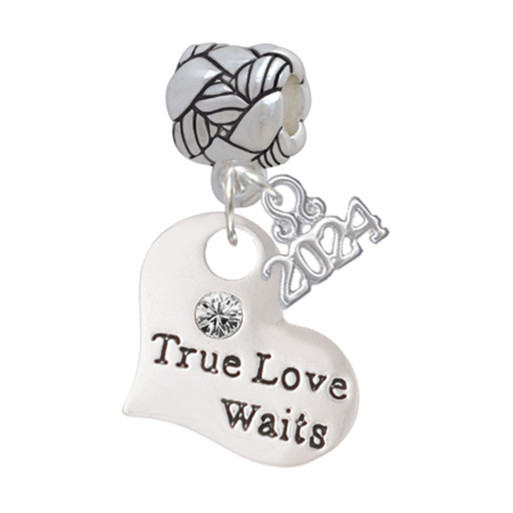 Delight Jewelry Silvertone Large Message Heart Woven Rope Charm Bead Dangle with Year 2024 Image 7