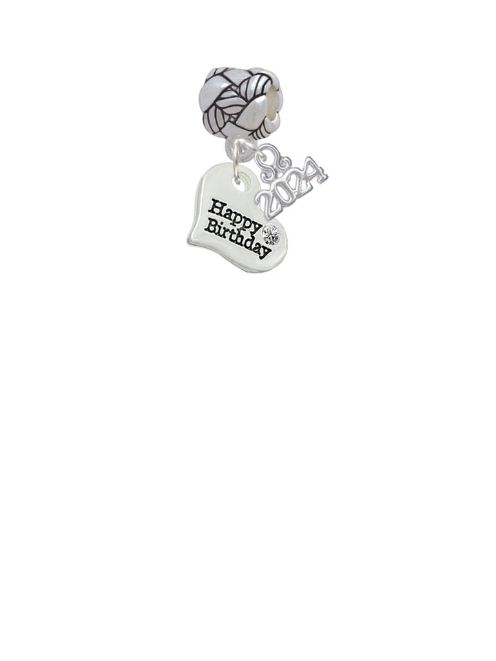 Delight Jewelry Silvertone Small Message Heart Woven Rope Charm Bead Dangle with Year 2024 Image 2