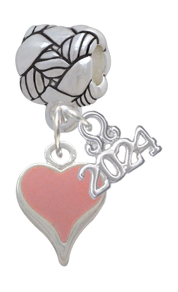 Delight Jewelry Silvertone Small Long Enamel Heart Woven Rope Charm Bead Dangle with Year 2024 Image 3