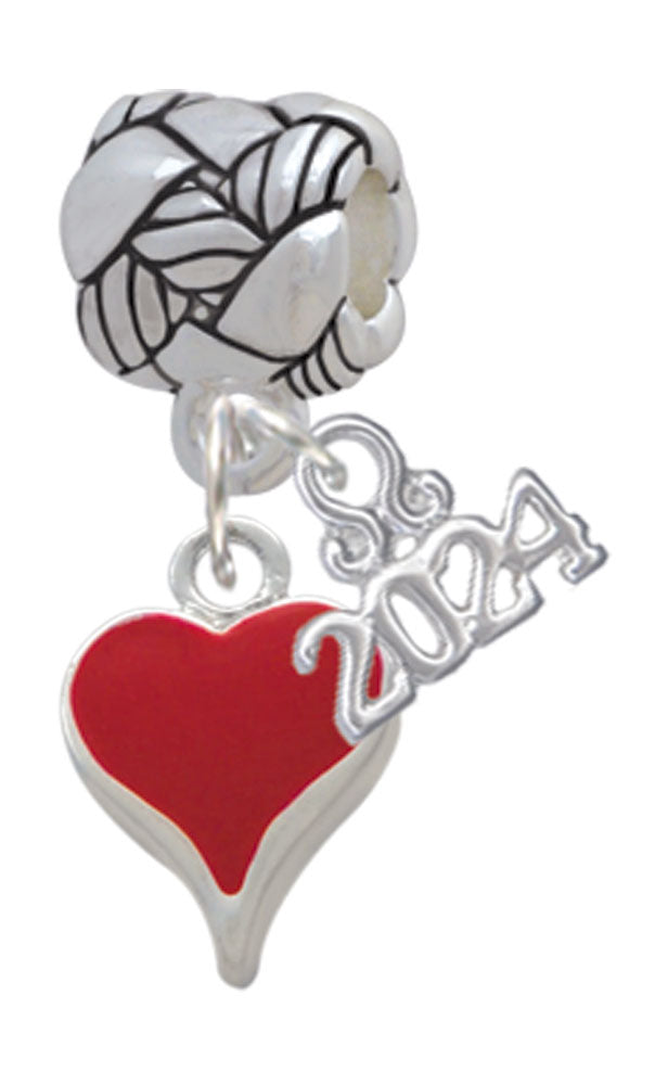 Delight Jewelry Silvertone Small Long Enamel Heart Woven Rope Charm Bead Dangle with Year 2024 Image 4