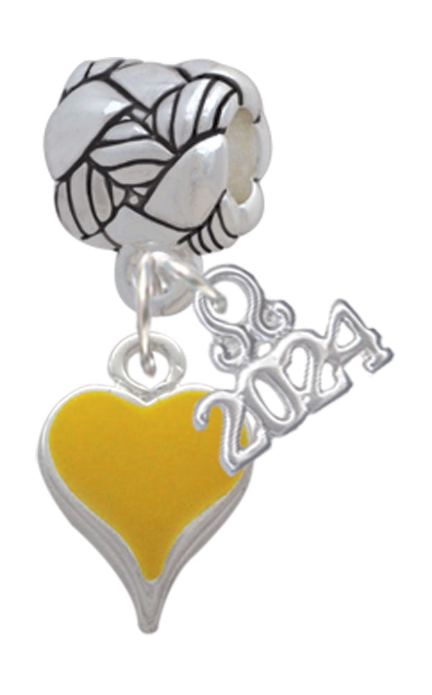 Delight Jewelry Silvertone Small Long Enamel Heart Woven Rope Charm Bead Dangle with Year 2024 Image 4