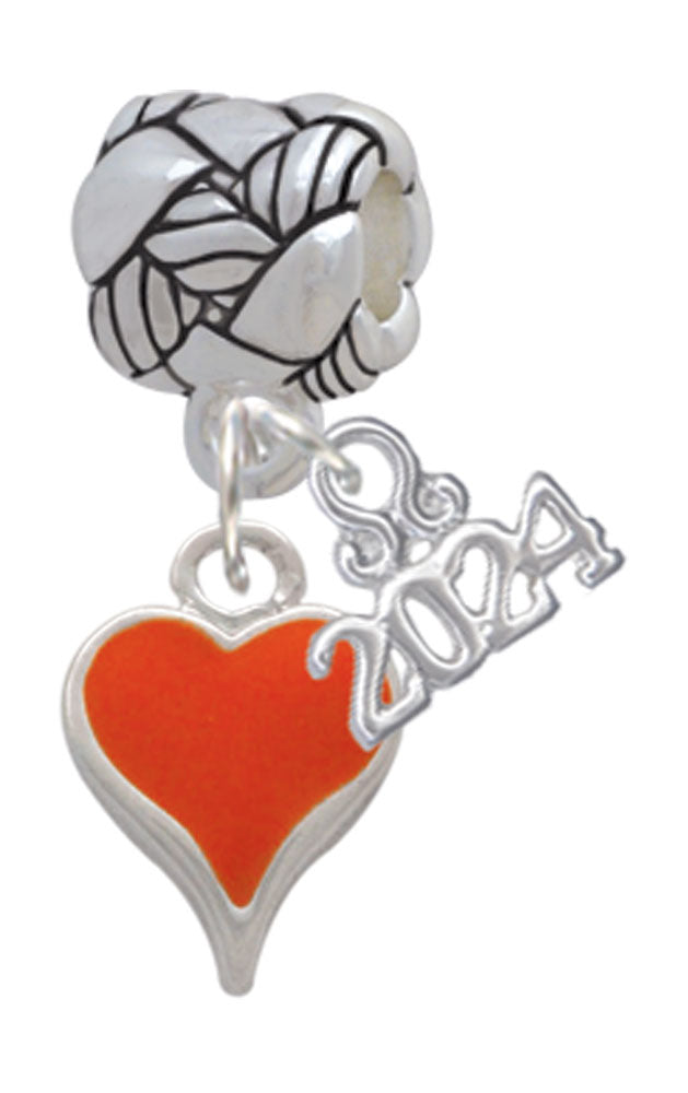 Delight Jewelry Silvertone Small Long Enamel Heart Woven Rope Charm Bead Dangle with Year 2024 Image 6