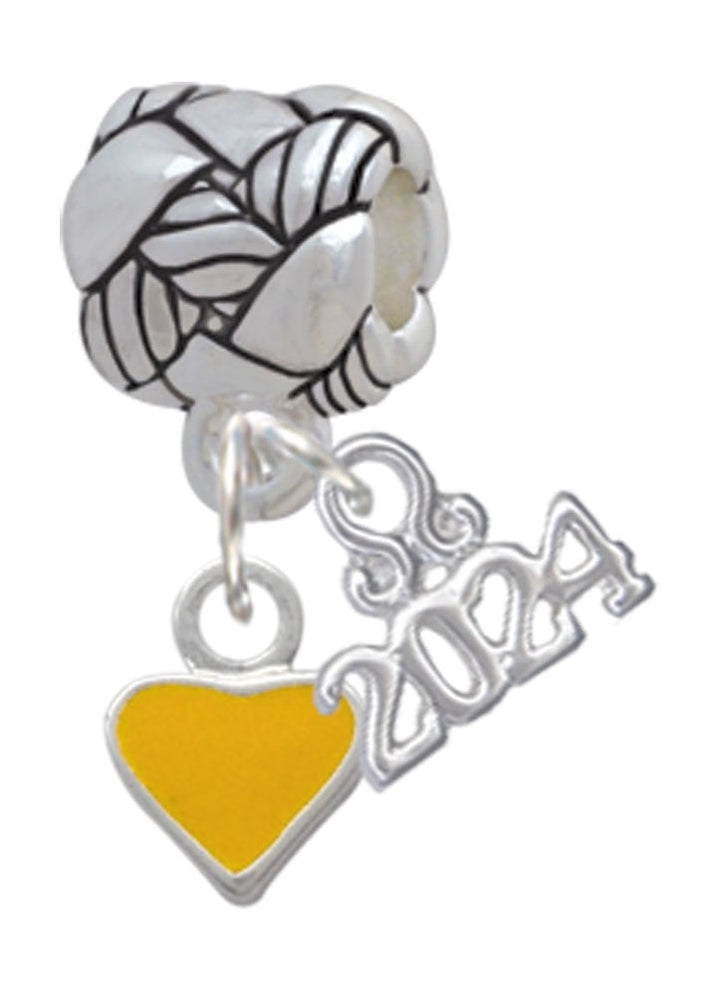 Delight Jewelry Silvertone Mini 2-D Enamel Heart Woven Rope Charm Bead Dangle with Year 2024 Image 1