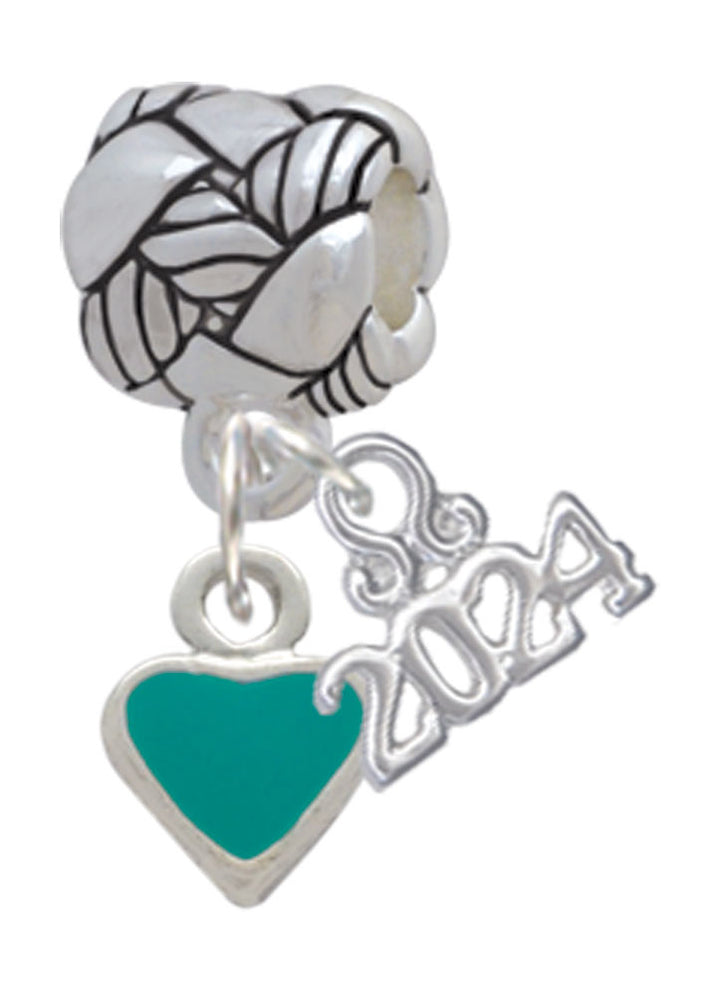 Delight Jewelry Silvertone Mini 2-D Enamel Heart Woven Rope Charm Bead Dangle with Year 2024 Image 4