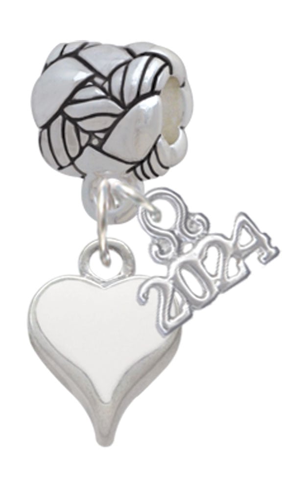 Delight Jewelry Silvertone Small Long Enamel Heart Woven Rope Charm Bead Dangle with Year 2024 Image 1